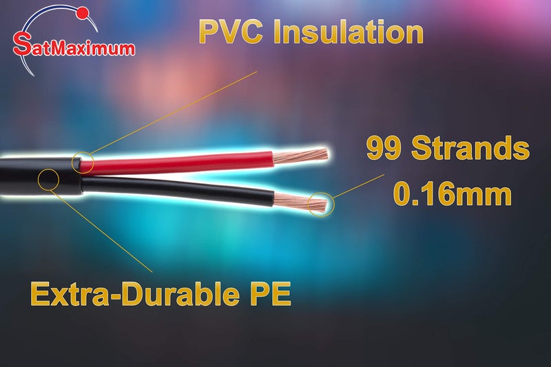 Satmaximum 14/2 250FT Outdoor Speaker Wire Copper Clad Aluminum, Stranded Bulk Audio Cable | CL2, Direct Burial, UV Resistant - Image 2